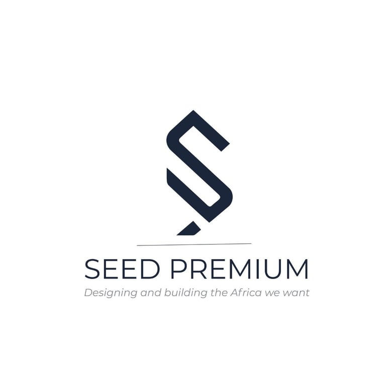 Seed Premium logo with stylized S symbol and tagline Designing and building the Africa we want